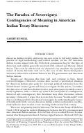 Cover page: The Paradox of Sovereignty: Contingencies of Meaning in American Indian Treaty Discourse