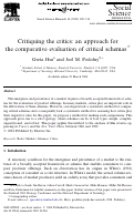 Cover page: Critiquing the critics: an approach for the comparative evaluation of critical schemas