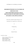 Cover page: Micropatterned co-cultures of hepatocytes and nonparenchymal cells : mechanisms of differentiation, dynamics and applications