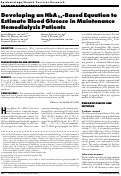 Cover page: Developing an HbA1c-Based Equation to Estimate Blood Glucose in Maintenance Hemodialysis Patients