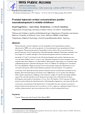 Cover page: Prenatal maternal cortisol concentrations predict neurodevelopment in middle childhood.