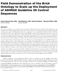 Cover page: Field Demonstration of the Brick Ontology to Scale up the Deployment of ASHRAE Guideline 36 Control Sequences