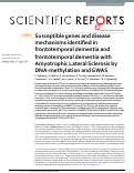 Cover page: Susceptible genes and disease mechanisms identified in frontotemporal dementia and frontotemporal dementia with Amyotrophic Lateral Sclerosis by DNA-methylation and GWAS