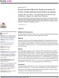 Cover page: Acute insular infarction: Early outcomes of minor stroke with proximal artery occlusion