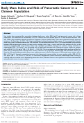 Cover page: Body Mass Index and Risk of Pancreatic Cancer in a Chinese Population