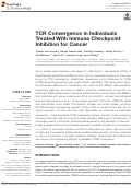 Cover page: TCR Convergence in Individuals Treated With Immune Checkpoint Inhibition for Cancer