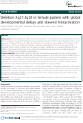 Cover page: Deletion Xq27.3q28 in female patient with global developmental delays and skewed X-inactivation
