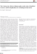 Cover page: The Carbon Ask: effects of climate policy on the value of fossil fuel resources and the implications for technological innovation