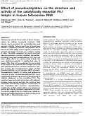 Cover page: Effect of pseudouridylation on the structure and activity of the catalytically essential P6.1 hairpin in human telomerase RNA