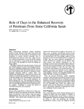 Cover page: ROLE OF CLAYS IN THE ENHANCED RECOVERY OF PETROLEUM.