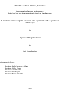 Cover page: Acquiring a first language in adolescence : Behavioral and neuroimaging studies in American Sign Language