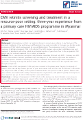 Cover page: CMV retinitis screening and treatment in a resource-poor setting: three-year experience from a primary care HIV/AIDS programme in Myanmar