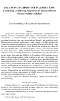 Cover page: Balancing Punishment in Jewish Law: Examining Conflicting Purposes and Inconsistencies within Modern Judaism