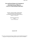 Cover page: Tax and Fiscal Policies for Promotion of Industrial Energy Efficiency: A Survey of 
International Experience