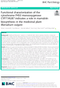 Cover page: Functional characterization of the cytochrome P450 monooxygenase CYP71AU87 indicates a role in marrubiin biosynthesis in the medicinal plant Marrubium vulgare.