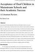 Cover page: Acceptance of Deaf Children in Mainstream Schools and their Academic Success: A Literature Review