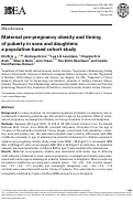 Cover page: Maternal pre-pregnancy obesity and timing of puberty in sons and daughters: a population-based cohort study