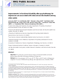 Cover page: Improvements in Functional Disability After Psychotherapy for Depression Are Associated With Reduced Suicide Ideation Among Older Adults