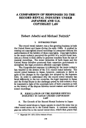 Cover page: A Comparison of Responses to the Record Rental Industry under Japanese and U.S. Copyright Law