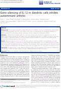 Cover page: Gene silencing of IL-12 in dendritic cells inhibits autoimmune arthritis