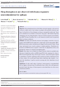 Cover page: Sleep disruption is not observed with brain-responsive neurostimulation for epilepsy.