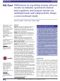 Cover page: Differences in reporting serious adverse events in industry sponsored clinical trial registries and journal articles on antidepressant and antipsychotic drugs: a cross-sectional study
