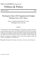 Cover page: Washington State 2010 Supplemental Budget Bottom Line: New Taxes