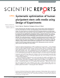 Cover page: Systematic optimization of human pluripotent stem cells media using Design of Experiments