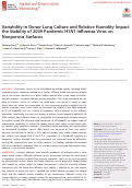 Cover page: Variability in Donor Lung Culture and Relative Humidity Impact the Stability of 2009 Pandemic H1N1 Influenza Virus on Nonporous Surfaces.