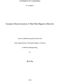 Cover page: Dynamic Characterization of Thin Film Magnetic Materials