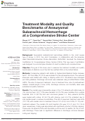 Cover page: Treatment Modality and Quality Benchmarks of Aneurysmal Subarachnoid Hemorrhage at a Comprehensive Stroke Center