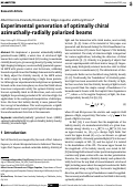 Cover page of Experimental generation of optimally chiral azimuthally-radially polarized beams