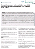 Cover page: Prenatal exposure to insecticides and child cardiometabolic risk factors in the VHEMBE birth cohort