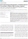 Cover page: Electrophysiological Examination of Ambient Speech Processing in Children With Cochlear Implants.