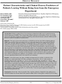 Cover page: Patient Characteristics and Clinical Process Predictors of Patients Leaving Without Being Seen from the Emergency Department