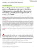 Cover page: Renin‐Angiotensin‐Aldosterone System Inhibitors Are Associated With Favorable Outcomes Compared to Beta Blockers in Reducing Mortality Following Abdominal Aneurysm Repair