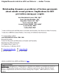 Cover page: Relationship Dynamics as Predictors of Broken Agreements About Outside Sexual Partners: Implications for HIV Prevention Among Gay Couples