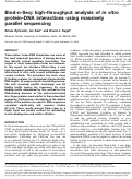 Cover page: Bind-n-Seq: high-throughput analysis of in vitro protein–DNA interactions using massively parallel sequencing