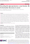 Cover page: Decoding the glycoproteome: a new frontier for biomarker discovery in cancer.