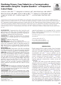 Cover page: Prioritizing Primary Care Patients for a Communication Intervention Using the “Surprise Question”: a Prospective Cohort Study