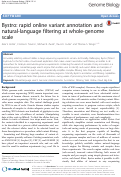 Cover page: Bystro: rapid online variant annotation and natural-language filtering at whole-genome scale.