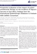 Cover page: Prospective evaluation of the impact of potent antiretroviral therapy on the incidence of Kaposi’s Sarcoma in East Africa: findings from the International Epidemiologic Databases to Evaluate AIDS (IeDEA) Consortium
