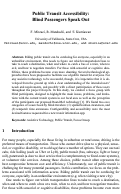Cover page: Public Transit Accessibility: Blind Passengers Speak Out