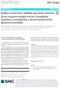 Cover page: Author Correction: Hidden genomic features of an invasive malaria vector, Anopheles stephensi, revealed by a chromosome-level genome assembly.