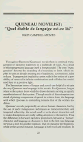 Cover page: Queneau Novelist: "Quel diable de langaige est-ce là?"