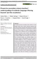 Cover page: Preservice secondary science teachers’ understanding of academic language: Moving beyond “just the vocabulary”