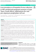 Cover page: Low prevalence of Hepatitis B virus infection in HIV-uninfected pregnant women in Cape Town, South Africa: Implications for oral pre-exposure prophylaxis roll out