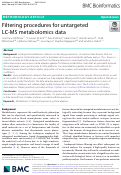Cover page: Filtering procedures for untargeted LC-MS metabolomics data.