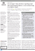 Cover page: Line managers’ hiring intentions regarding people with mental health problems: a cross-sectional study on workplace stigma