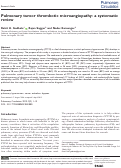 Cover page: Pulmonary tumor thrombotic microangiopathy: a systematic review